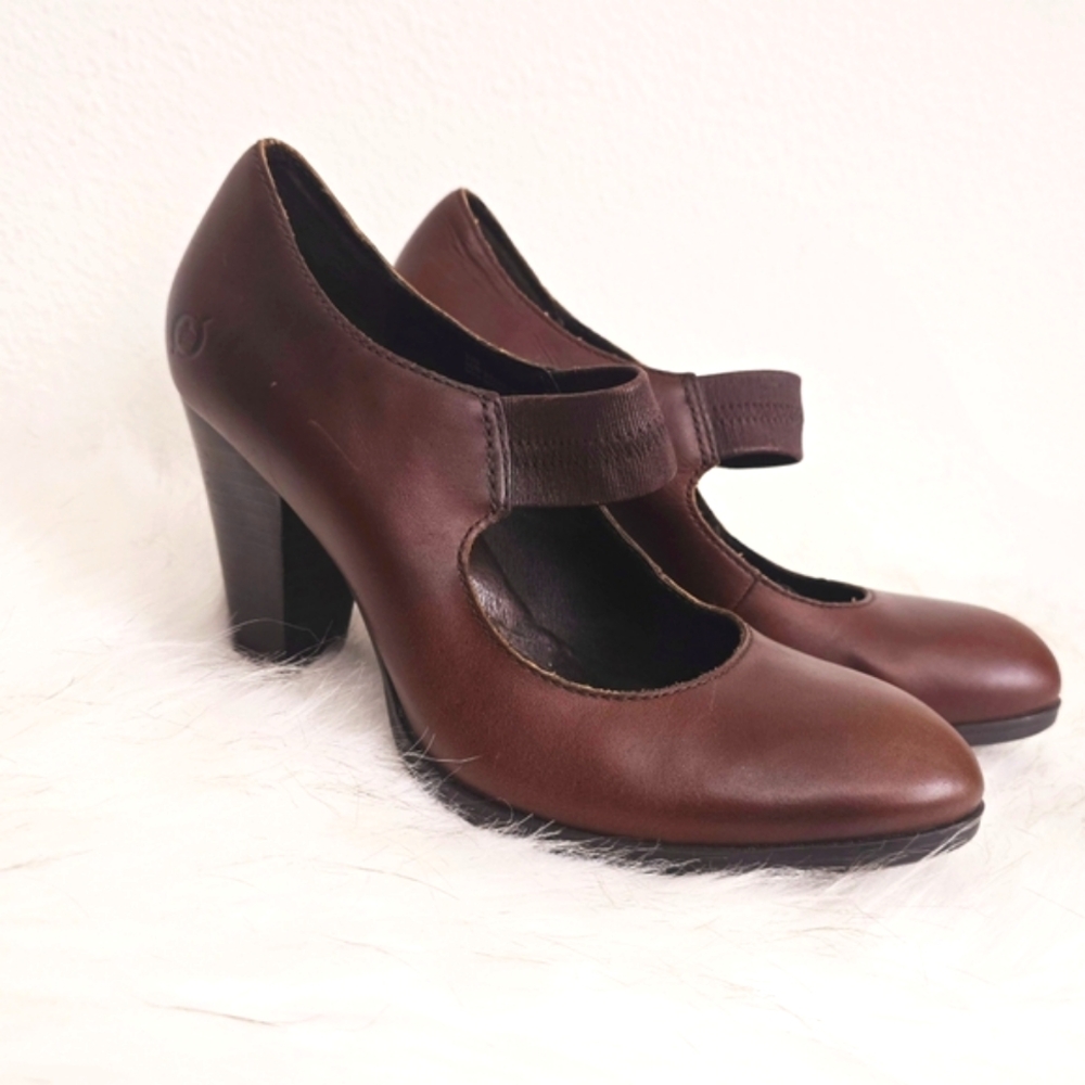 Born Strappy Block Maryjane Leather Shoes Women's 8